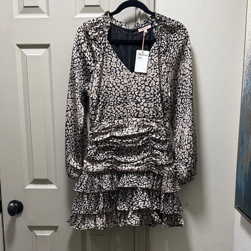 Skies Are Blue Black and Cream Patterned Dress